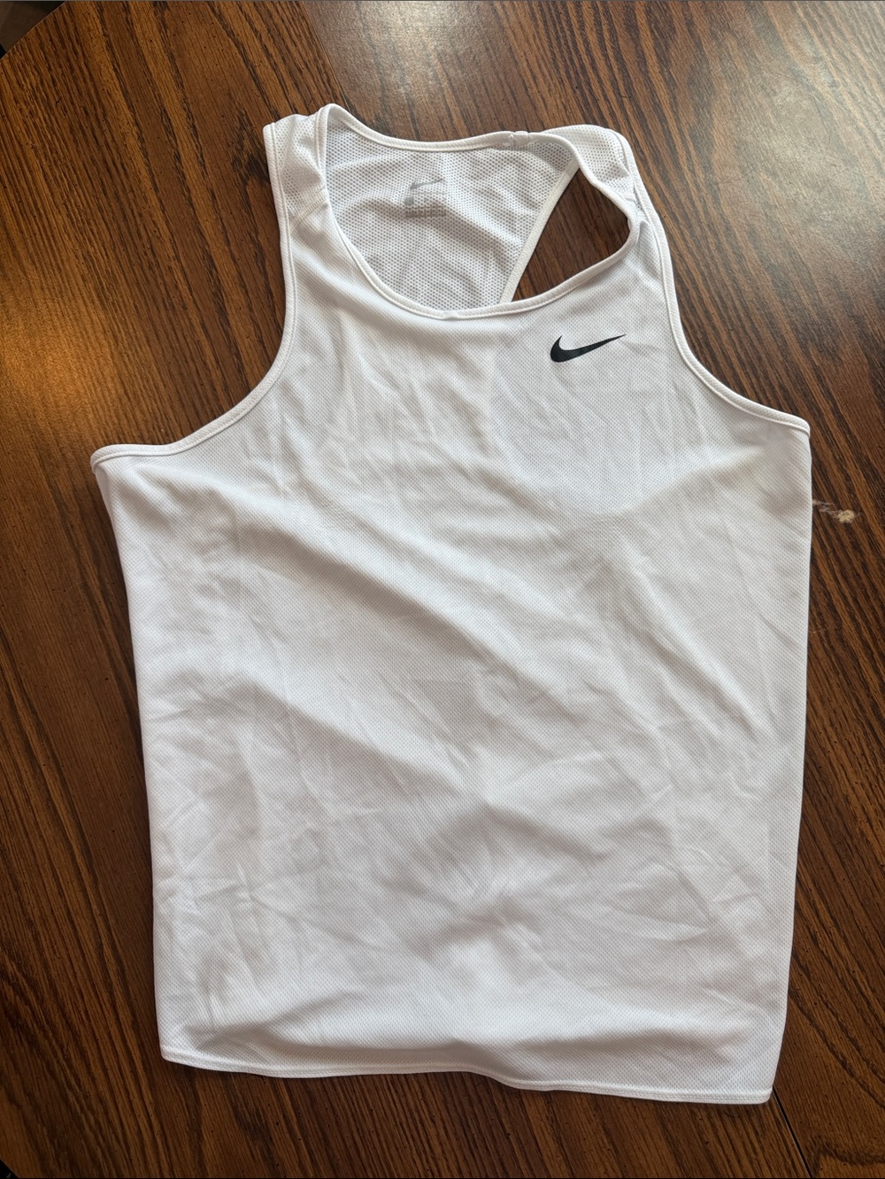 Nike White Men’s Racerback Tank with Black Swoosh